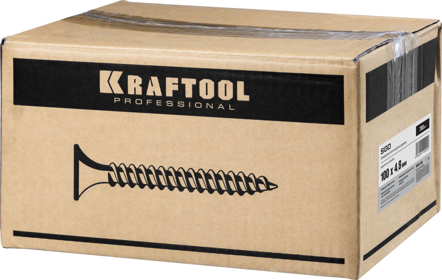 KRAFTOOL СГД, 100 х 4.8 мм, фосфатированное покрытие, 700 шт (5,18 кг.), саморез гипсокартон-дерево (3005-100)